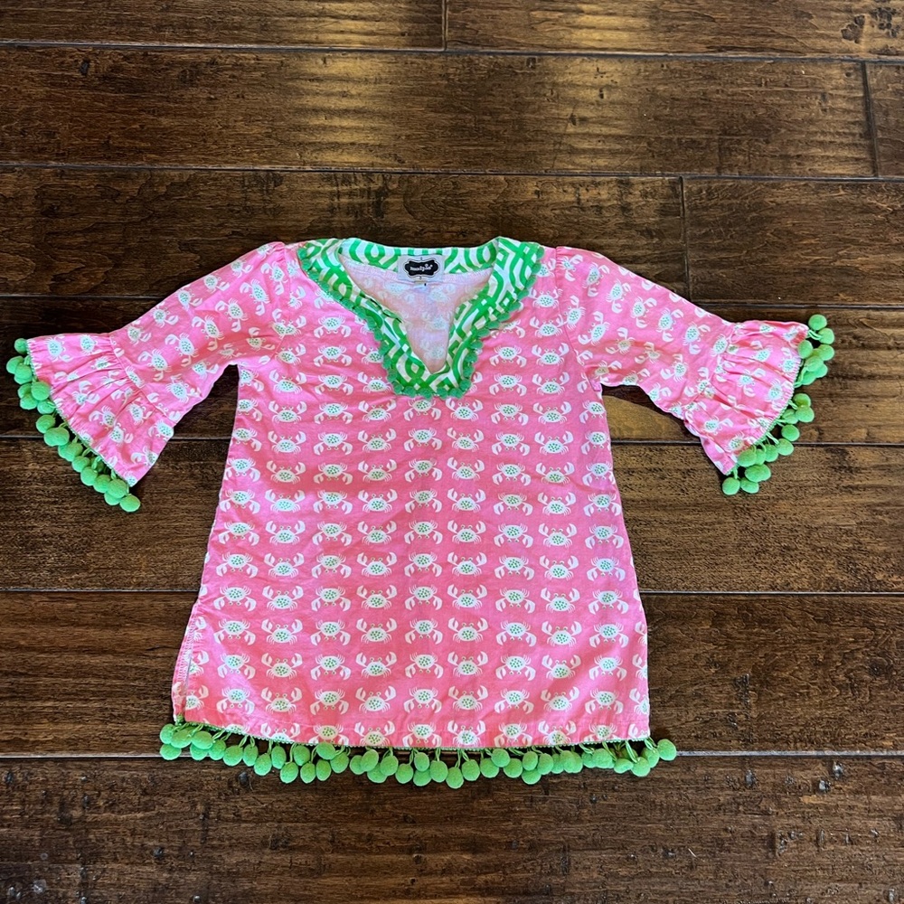Mud pie Swim Cover Tunic Pink Green
